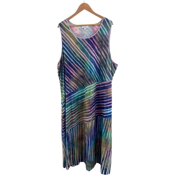 Pastels Striped Sleeveless Tank Maxi Dress Size 3X 22 24 Plus Summer Vacation - Picture 1 of 7